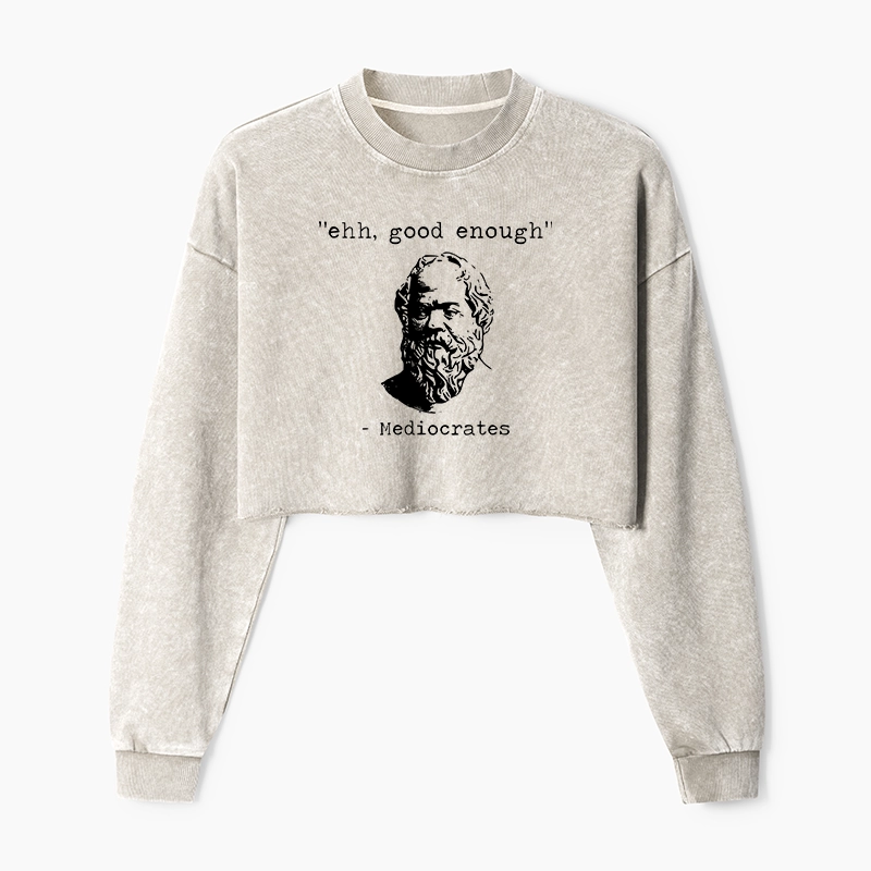 Tokyo-Tiger Mediocrates Meme Washed Crop Sweatshirt