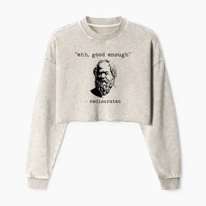 Tokyo-Tiger Mediocrates Meme Washed Crop Sweatshirt