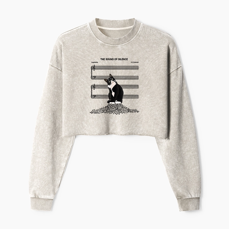 Tokyo-Tiger The Sound Of Silence Washed Crop Sweatshirt