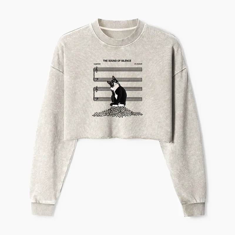 Tokyo-Tiger The Sound Of Silence Washed Crop Sweatshirt