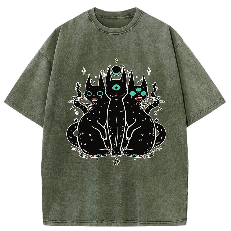 Tokyo-Tiger Mystic Cat Trinity Washed T-Shirt