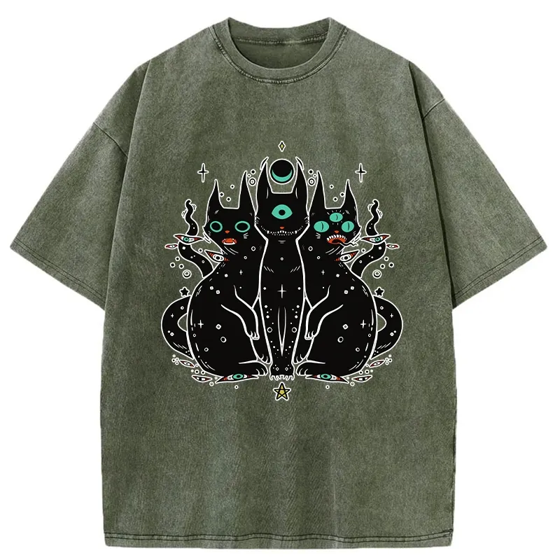 Tokyo-Tiger Mystic Cat Trinity Washed T-Shirt Sale