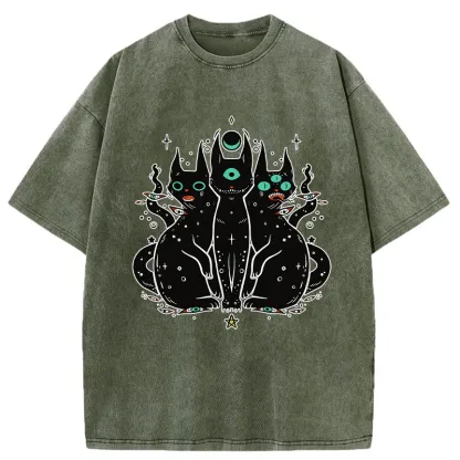 Tokyo-Tiger Mystic Cat Trinity Washed T-Shirt
