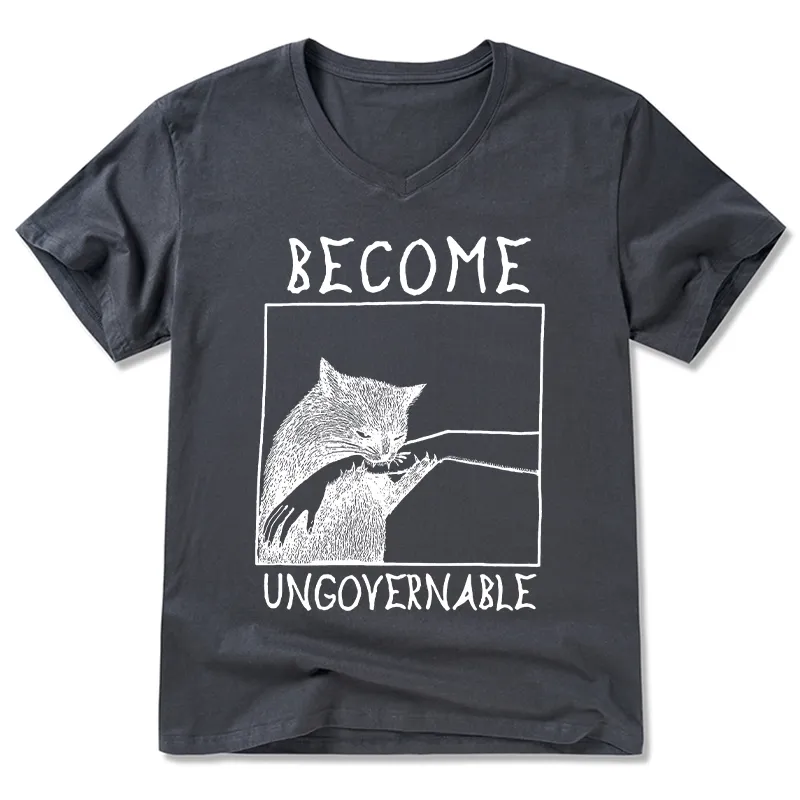 Tokyo-Tiger Cat Biting Arm V-Neck Classic T-Shirt