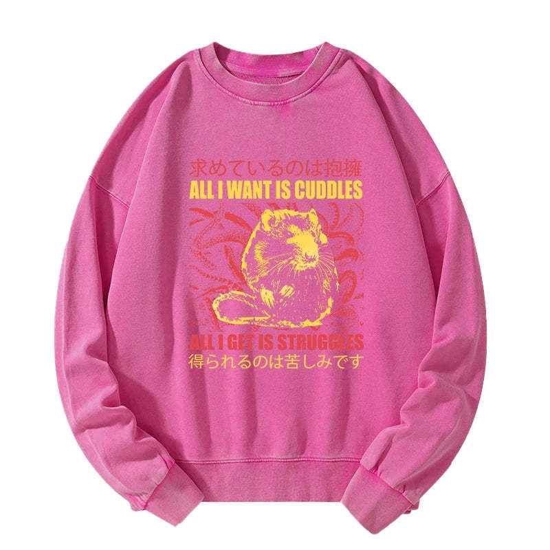 Tokyo-Tiger All I Want Is Cuddles Washed Sweatshirt