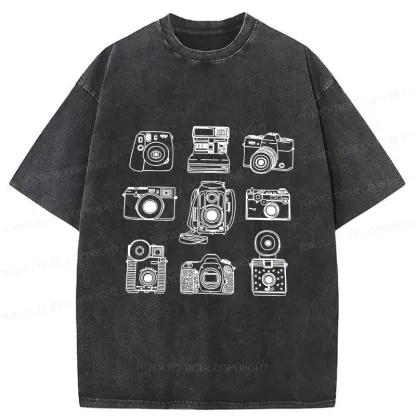 Tokyo-Tiger Various Cameras Washed T-Shirt