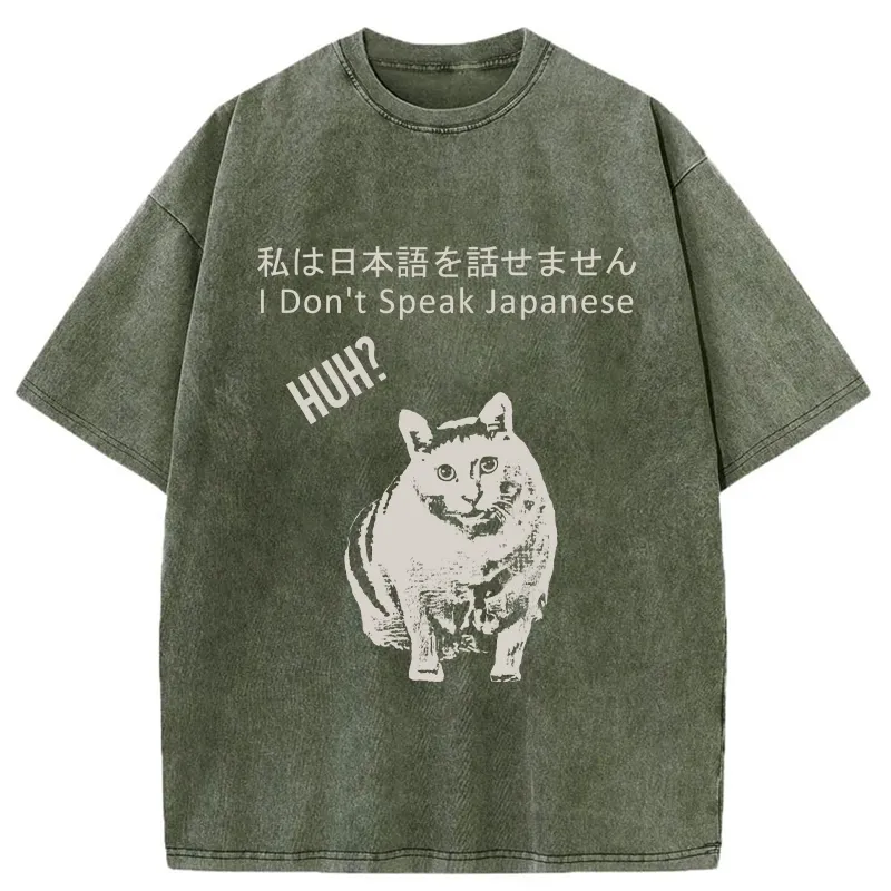 Tokyo-Tiger Cat Doesn't Speak Japanese Washed T-Shirt