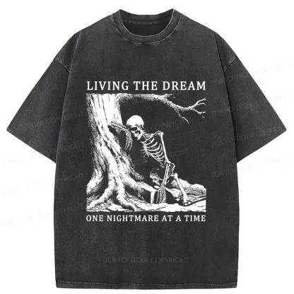 Tokyo-Tiger Skeleton Encountering Difficulties Washed T-Shirt