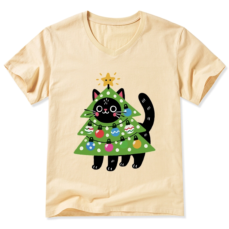 Tokyo-Tiger Christmas Tree Cat V-Neck Classic T-Shirt