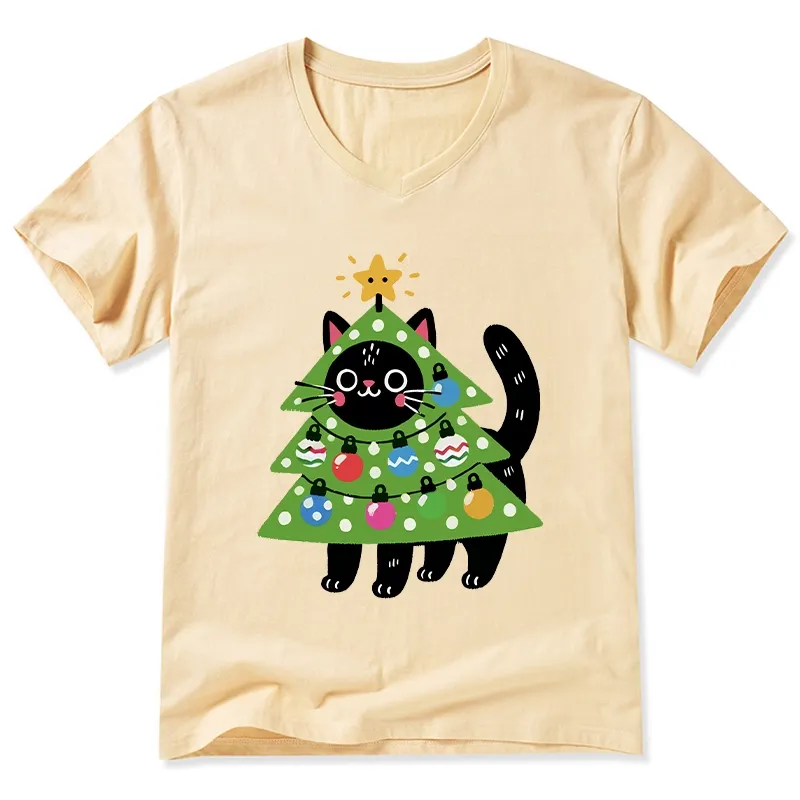 Tokyo-Tiger Christmas Tree Cat V-Neck Classic T-Shirt