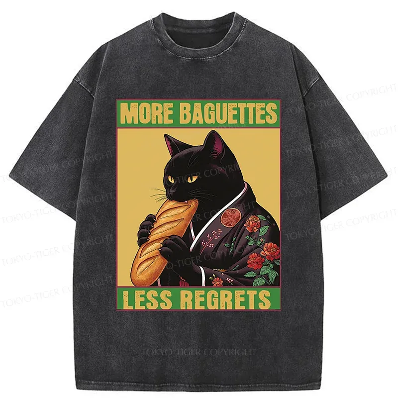 Tokyo-Tiger More Baguettes Less Regrets Washed T-Shirt Sale