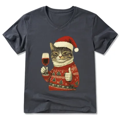 Tokyo-Tiger Christmas Cat Likes V-Neck Classic T-Shirt