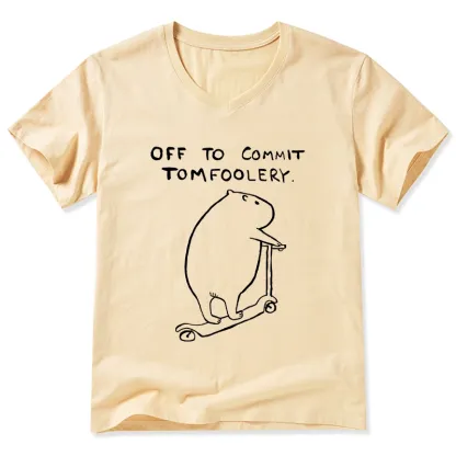 Tokyo-Tiger Capybara Is Ready To Do Something Bad V-Neck Classic T-Shirt