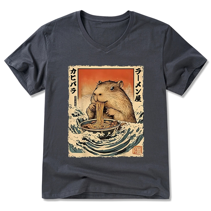 Tokyo-Tiger Hamster Eating Ramen V-Neck Classic T-Shirt