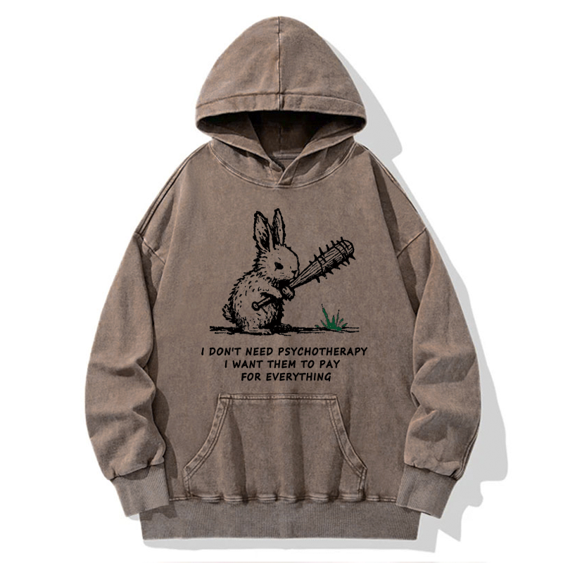 Tokyo-Tiger Violent Rabbit Funny Washed Hoodie