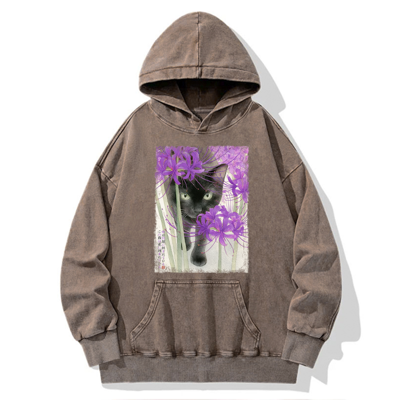 Tokyo-Tiger A Cat Among The Flowers Washed Hoodie