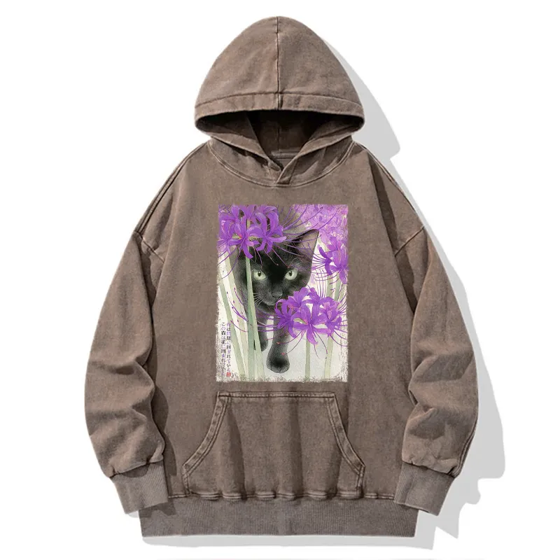 Tokyo-Tiger A Cat Among The Flowers Washed Hoodie