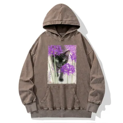 Tokyo-Tiger A Cat Among The Flowers Washed Hoodie