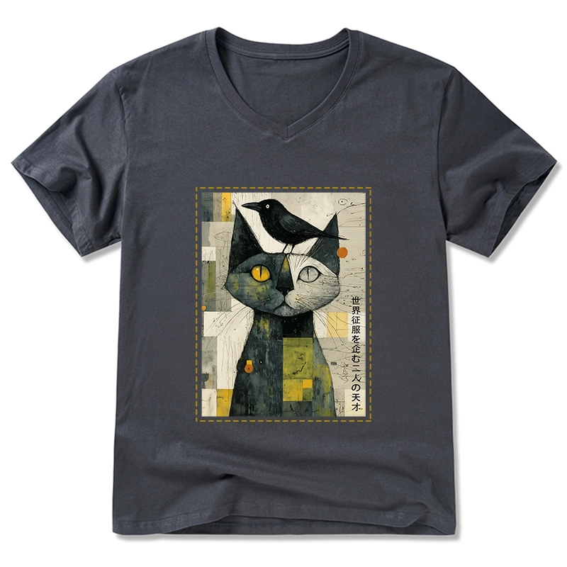 Tokyo-Tiger The Cat And The Crow Are Planning To Rule The World V-Neck Classic T-Shirt