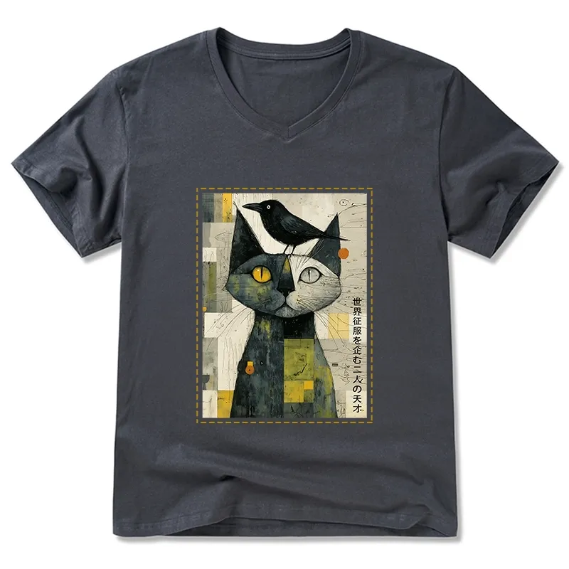 Tokyo-Tiger The Cat And The Crow Are Planning To Rule The World V-Neck Classic T-Shirt