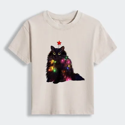 Tokyo-Tiger Christmas Lights Cat Women's Washed T-shirt