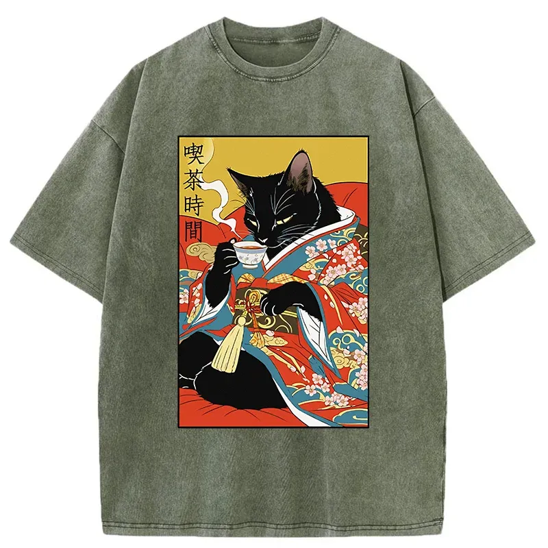 Tokyo-Tiger Afternoon Tea Time Washed T-Shirt