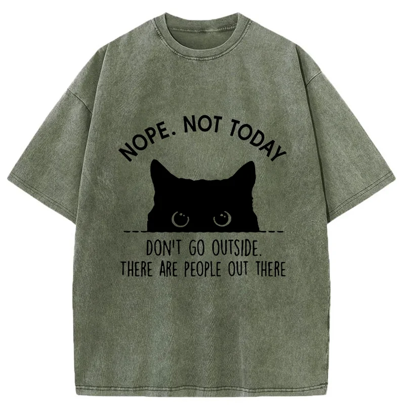 Tokyo-Tiger Introverted Cats Can't Go Outside Washed T-Shirt