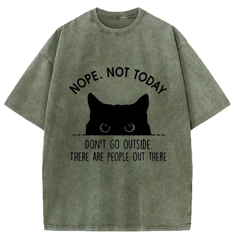 Tokyo-Tiger Introverted Cats Can't Go Outside Washed T-Shirt