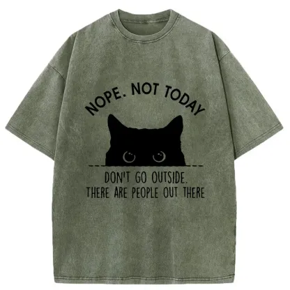 Tokyo-Tiger Introverted Cats Can't Go Outside Washed T-Shirt