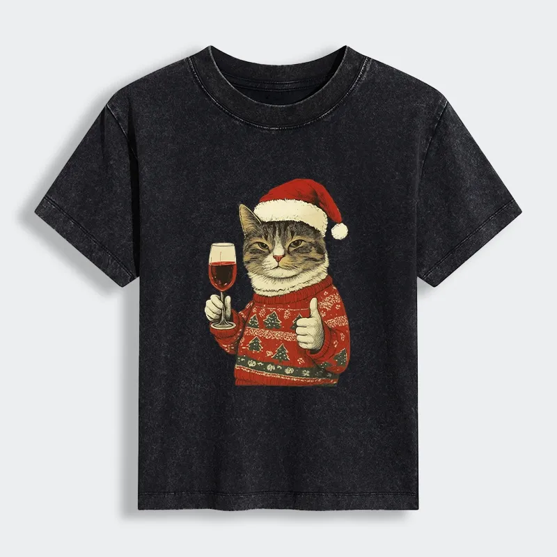 Tokyo-Tiger Christmas Cat Likes Women's Washed T-shirt