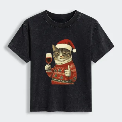 Tokyo-Tiger Christmas Cat Likes Women's Washed T-shirt