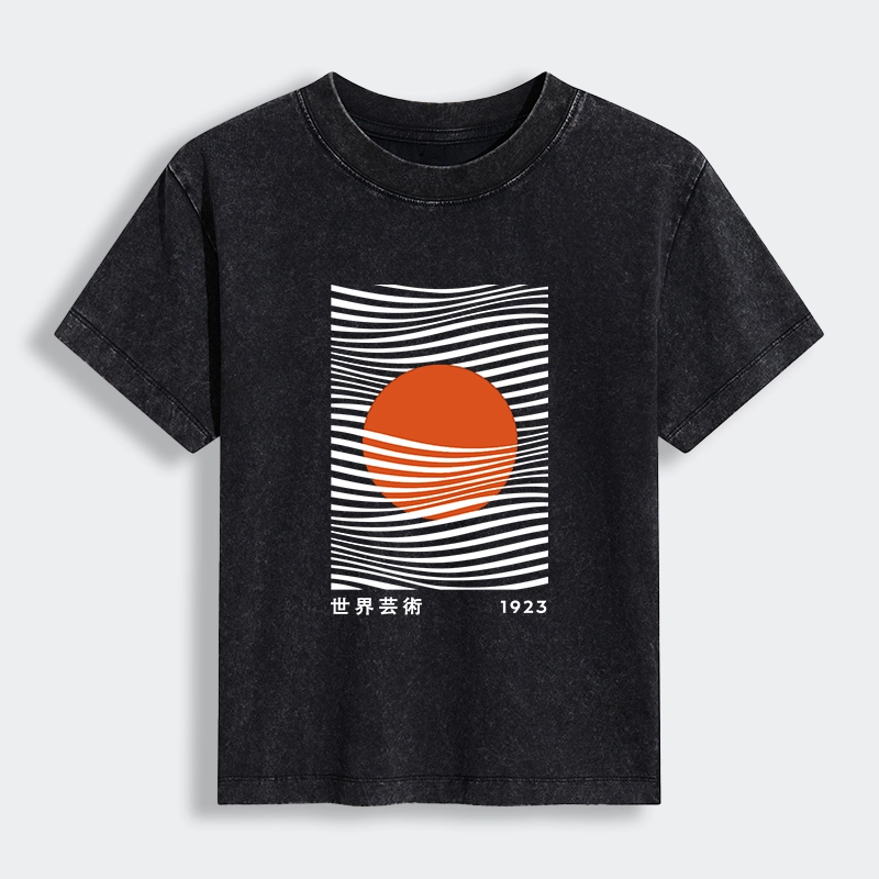 Tokyo-Tiger Minimalist Art Sun Women's Washed T-shirt