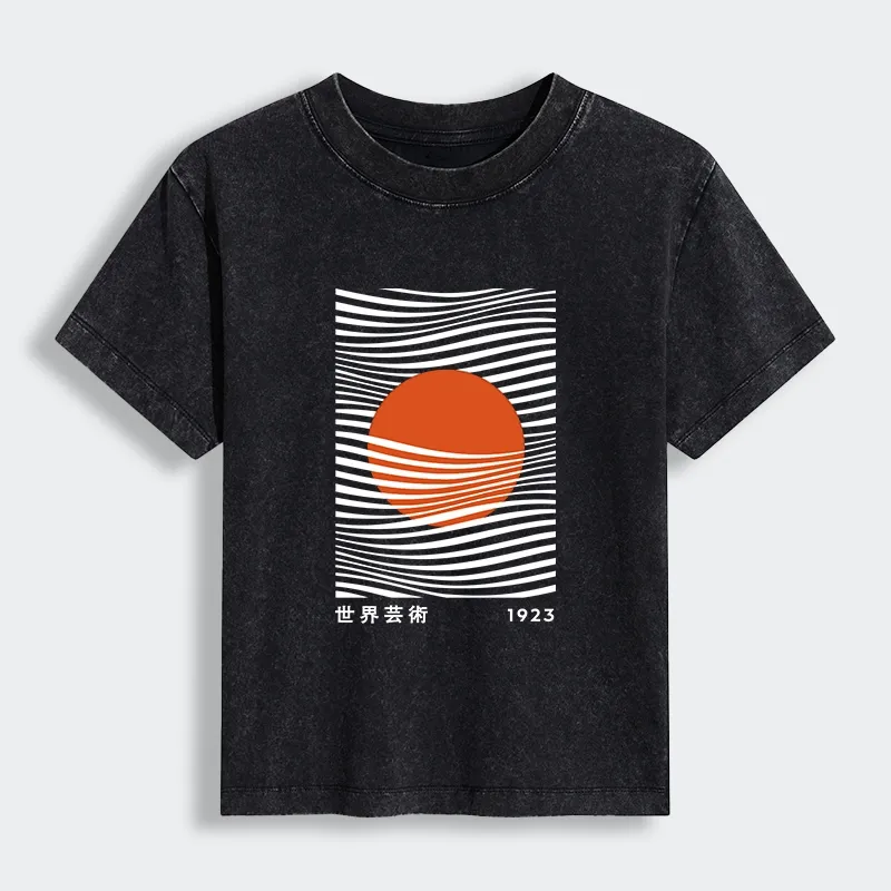 Tokyo-Tiger Minimalist Art Sun Women's Washed T-shirt