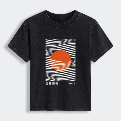 Tokyo-Tiger Minimalist Art Sun Women's Washed T-shirt