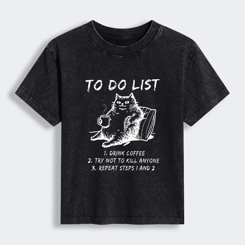 Tokyo-Tiger Cat's To-Do List Women's Washed T-shirt