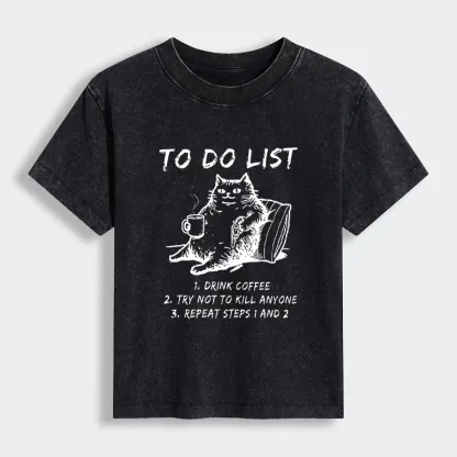 Tokyo-Tiger Cat's To-Do List Women's Washed T-shirt
