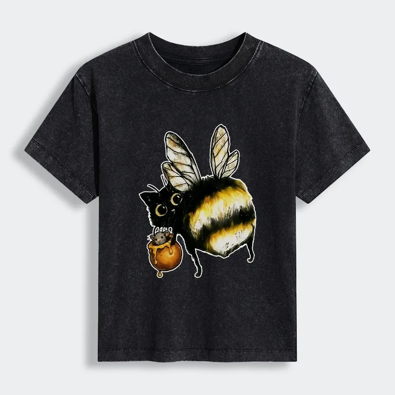 Tokyo-Tiger Cute Catbee Butt Women's Washed T-shirt