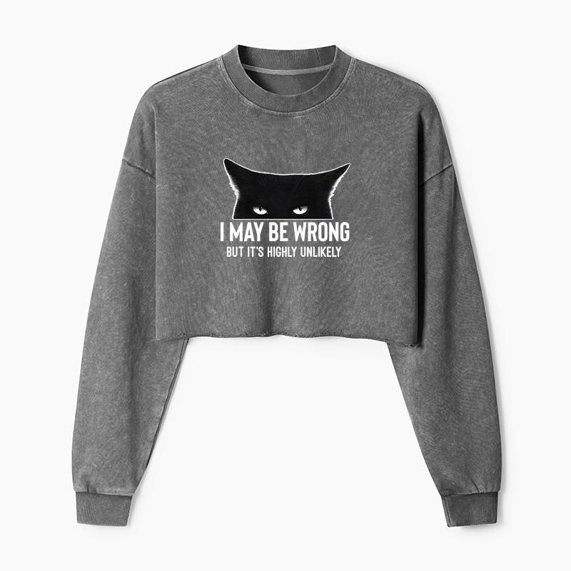 Tokyo-Tiger Cat Can Do No Wrong Washed Crop Sweatshirt