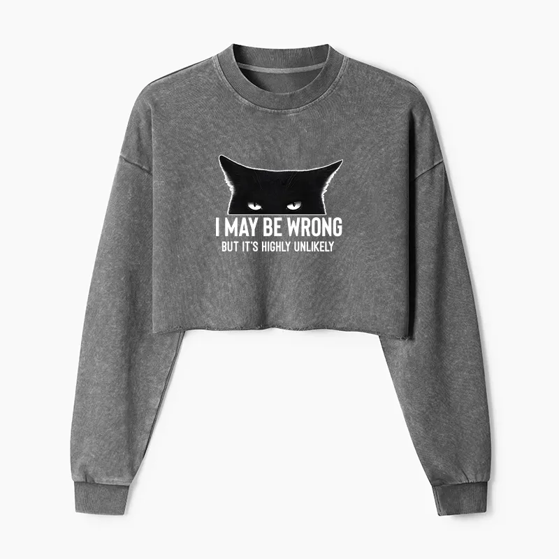 Tokyo-Tiger Cat Can Do No Wrong Washed Crop Sweatshirt