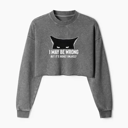 Tokyo-Tiger Cat Can Do No Wrong Washed Crop Sweatshirt