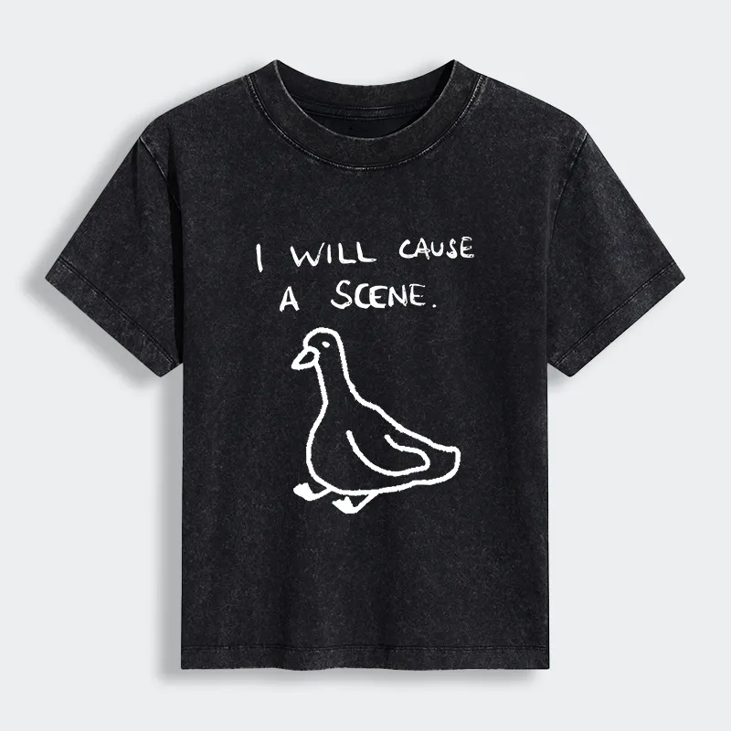 Tokyo-Tiger Stupid Goose Funny Japan Retro Women's Washed T-shirt