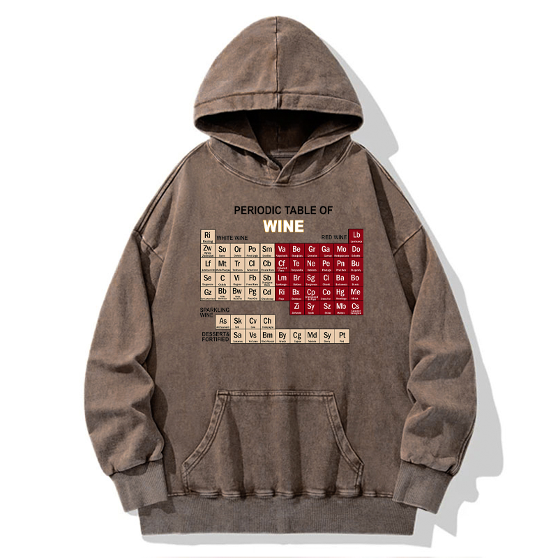 Tokyo-Tiger Table of Elements of Wine Washed Hoodie