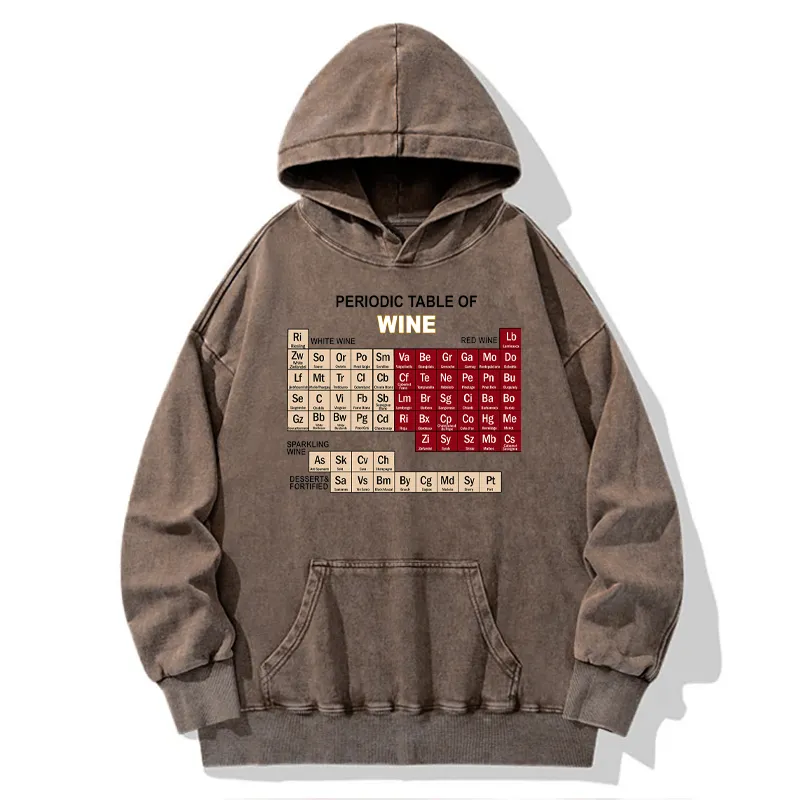 Tokyo-Tiger Table of Elements of Wine Washed Hoodie