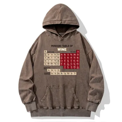 Tokyo-Tiger Table of Elements of Wine Washed Hoodie