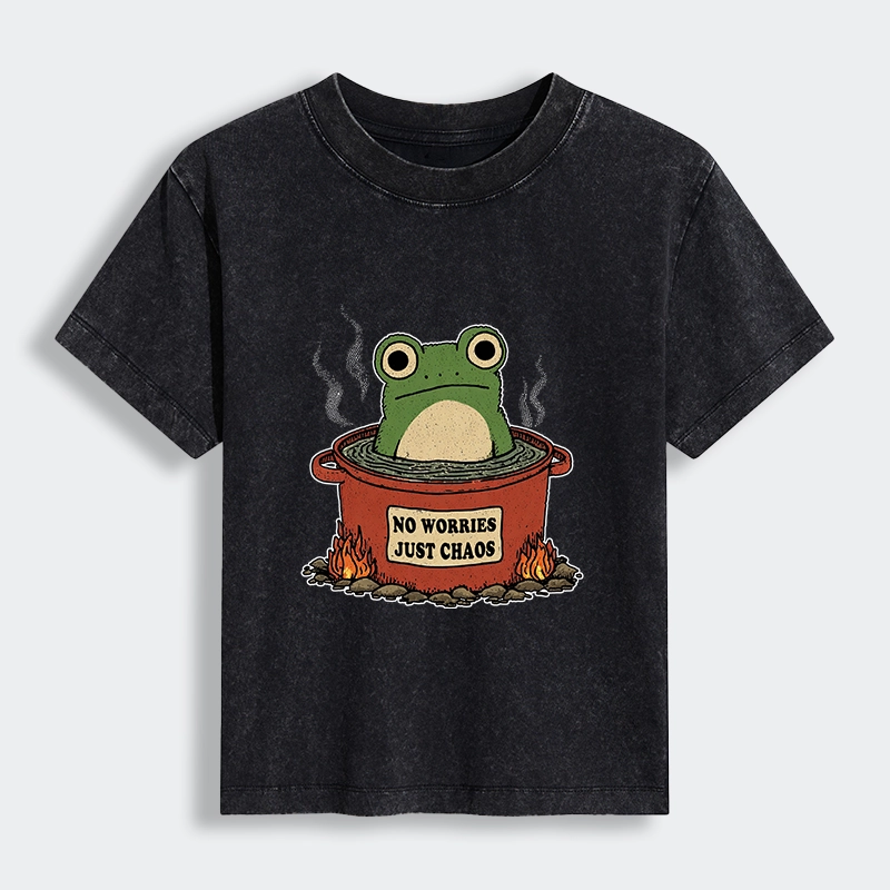 Tokyo-Tiger Frog：No Worries，Just Chaos Women's Washed T-shirt