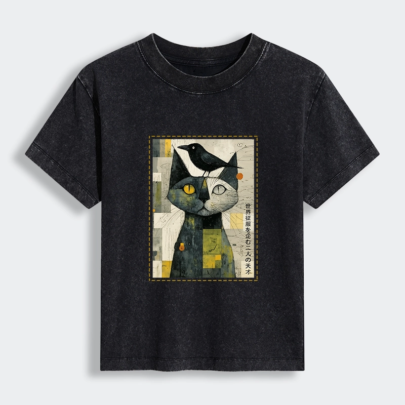 Tokyo-Tiger The Cat And The Crow Are Planning To Rule The World Women's Washed T-shirt
