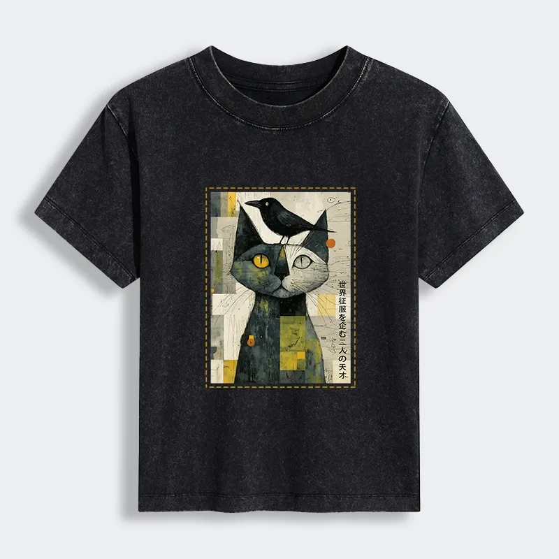 Tokyo-Tiger The Cat And The Crow Are Planning To Rule The World Women's Washed T-shirt