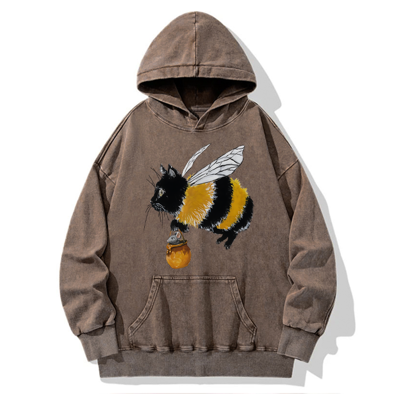 Tokyo-Tiger Catbee Funny Washed Hoodie