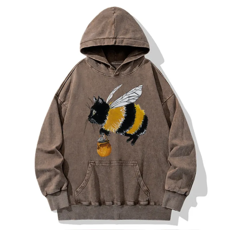 Tokyo-Tiger Catbee Funny Washed Hoodie