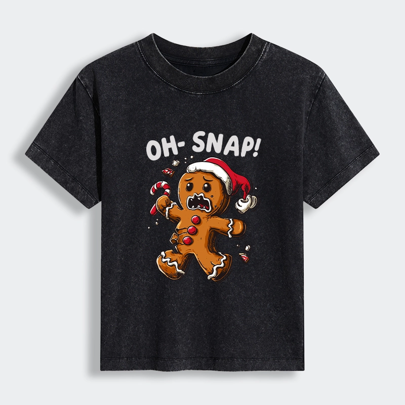 Tokyo-Tiger Oh Snap The Gingerbread Man's Christmas Chaos Women's Washed T-shirt